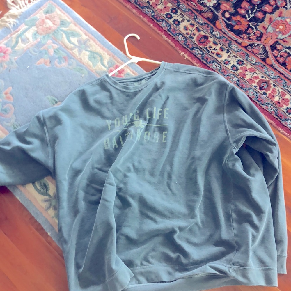 This is an oversized younglife, Baltimore sweatshirt